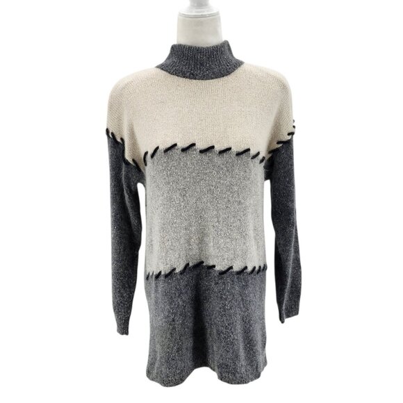 Vintage Chamonix Petite Womens PS Sweater Silk Angora Lambswool Relaxed Fit Gray - Picture 1 of 8